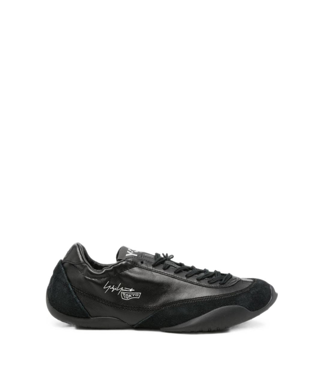 Y-3 Черные кожаные низкие кроссовки / кеды, фото 1