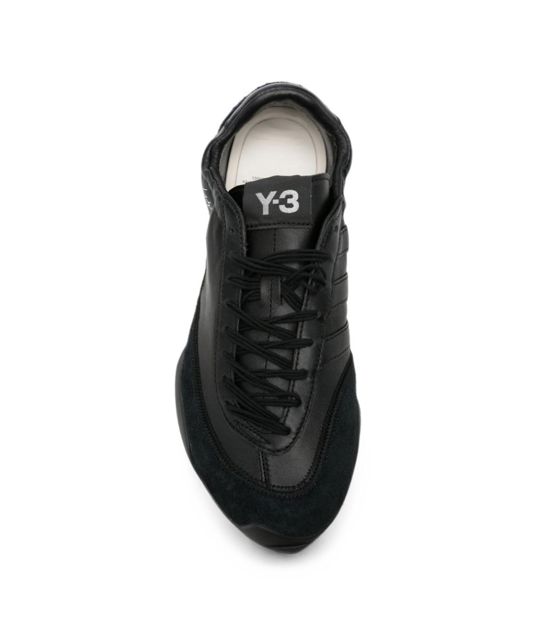 Y-3 Черные кожаные низкие кроссовки / кеды, фото 2