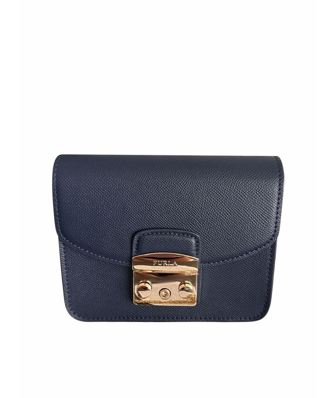 FURLA Темно-синяя кожаная сумка через плечо, фото 1