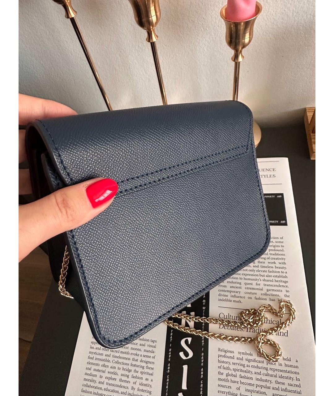 FURLA Темно-синяя кожаная сумка через плечо, фото 3