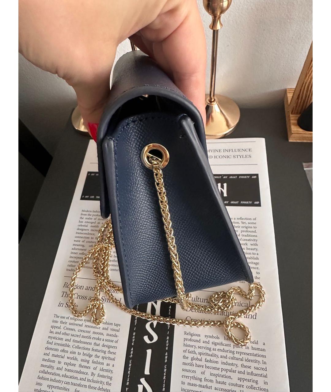 FURLA Темно-синяя кожаная сумка через плечо, фото 2