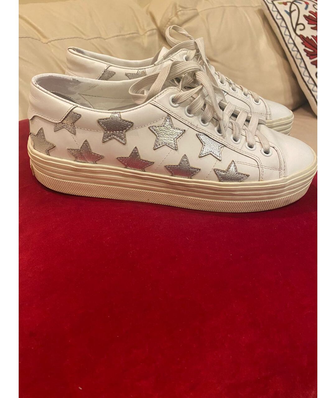 SAINT LAURENT Белые кожаные кеды, фото 6