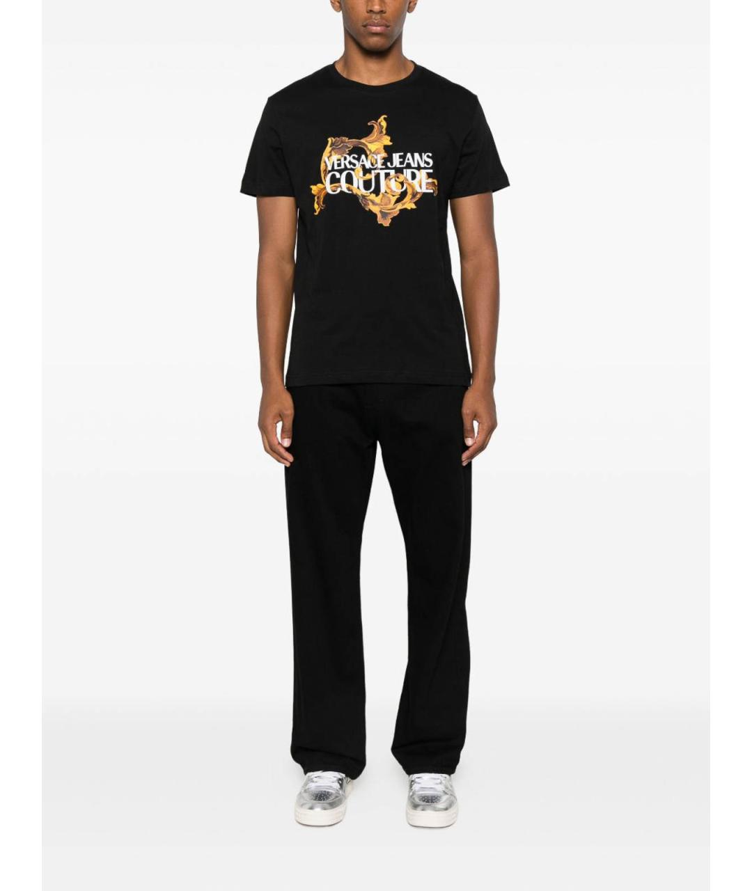 VERSACE JEANS COUTURE Черная хлопковая футболка, фото 2