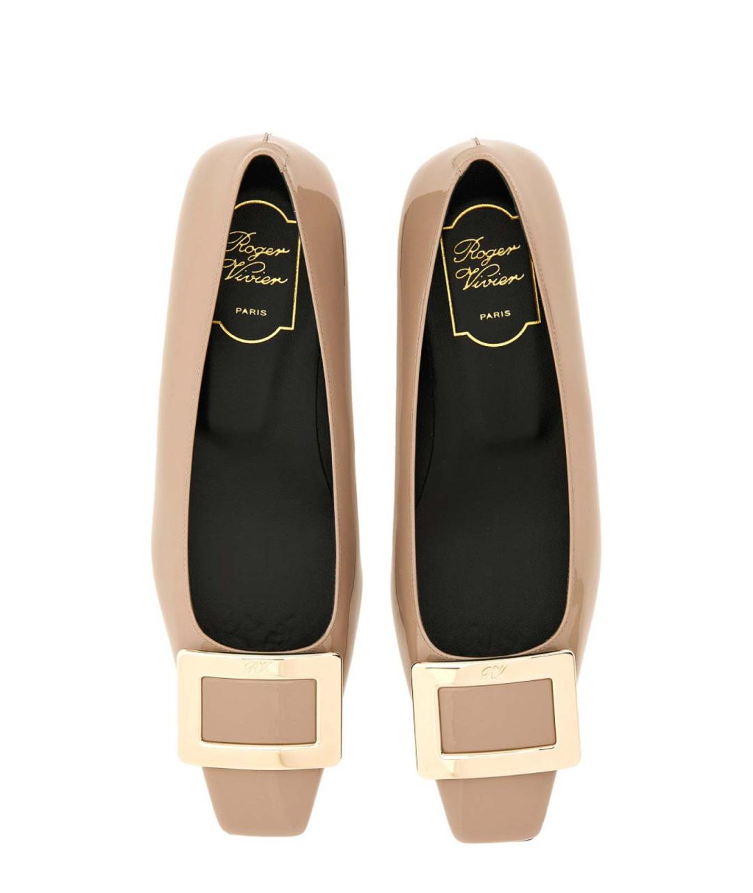 ROGER VIVIER Бежевые балетки из лакированной кожи, фото 5
