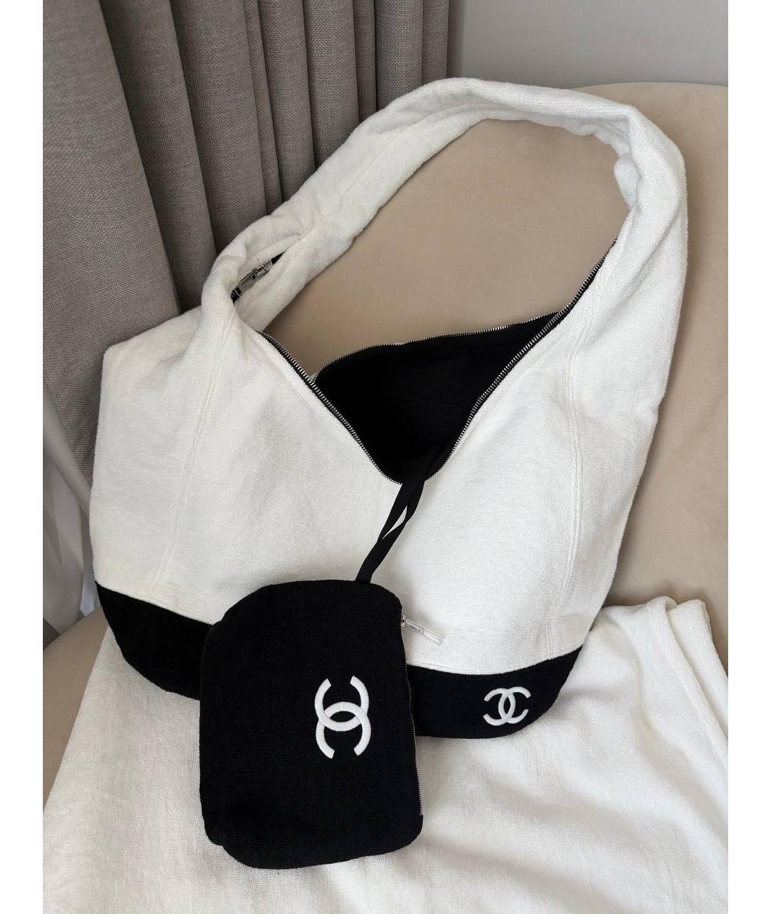CHANEL Белая хлопковая пляжная сумка, фото 3