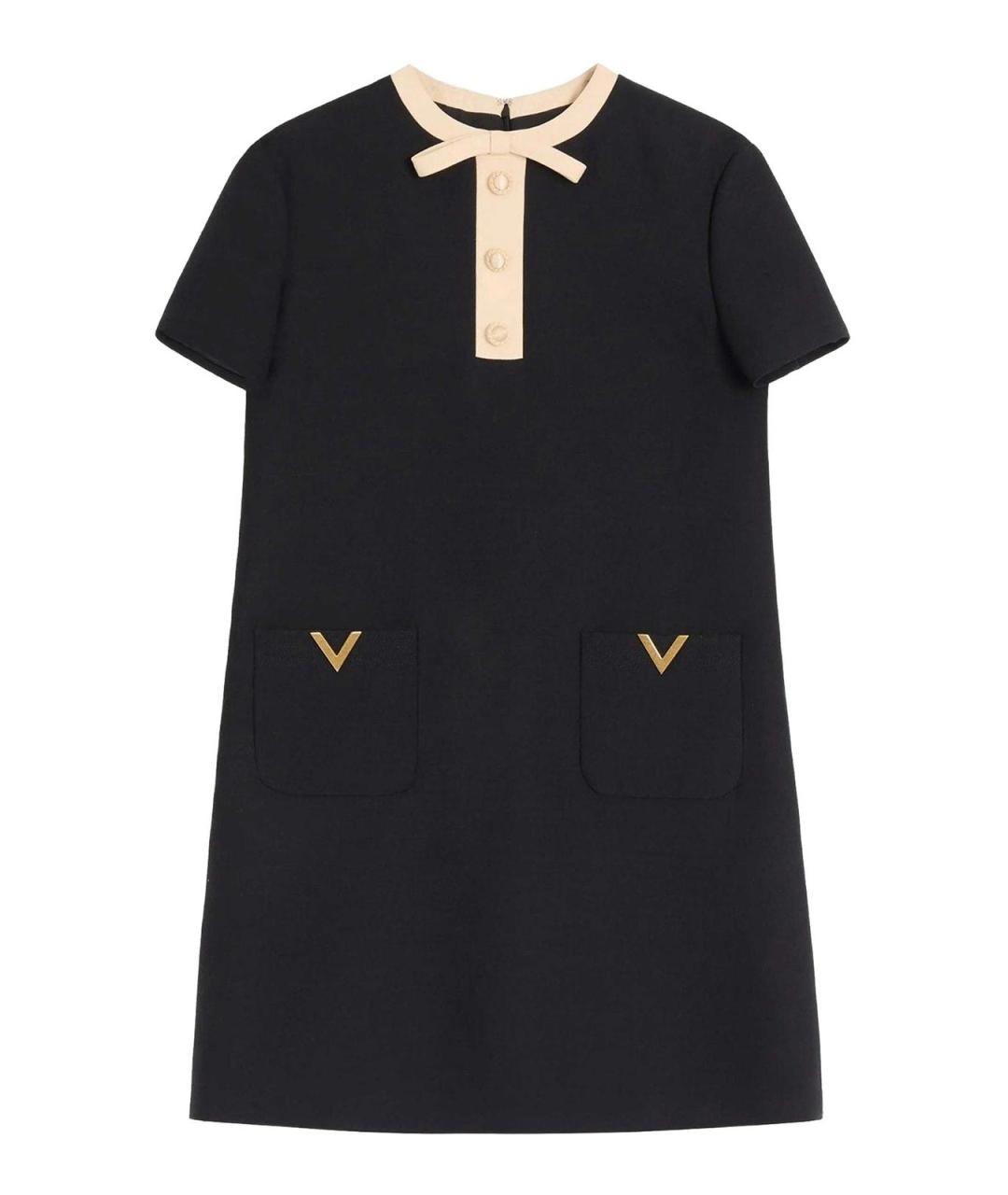 VALENTINO Черное шерстяное повседневное платье, фото 1