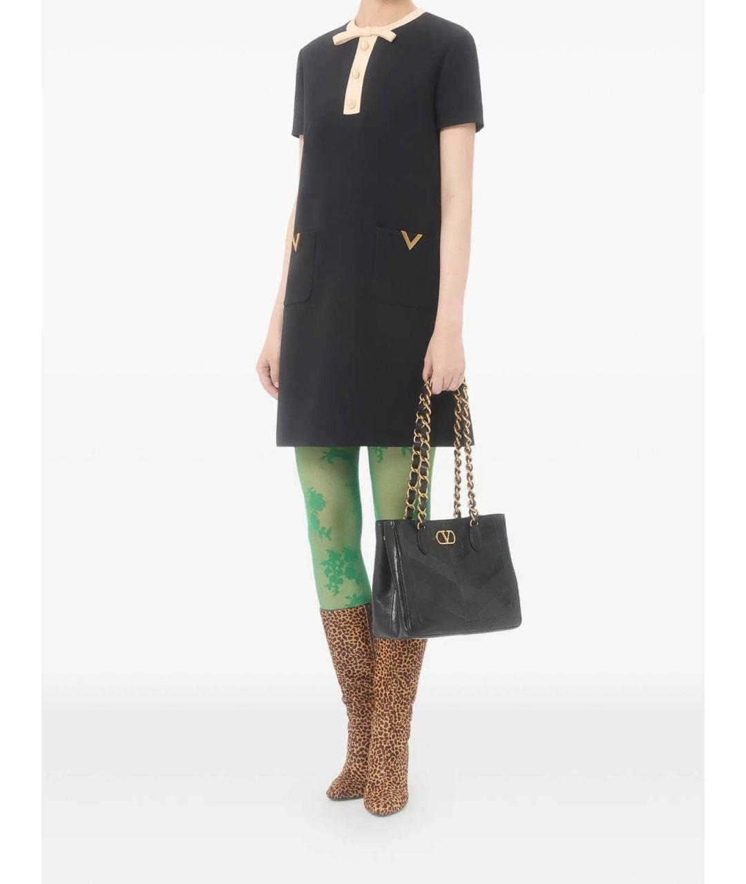 VALENTINO Черное шерстяное повседневное платье, фото 3