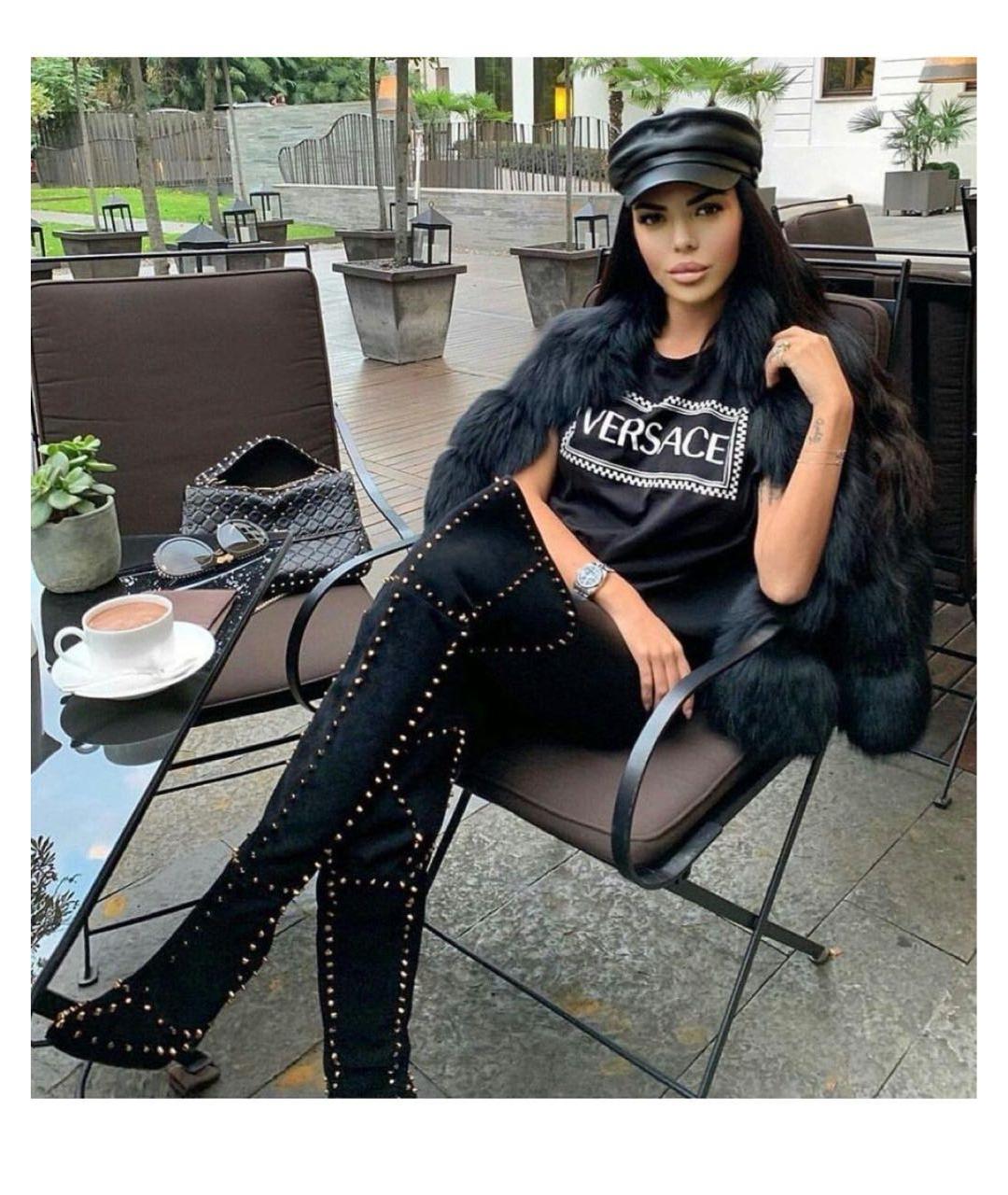 VERSACE Черная хлопковая майка, фото 4