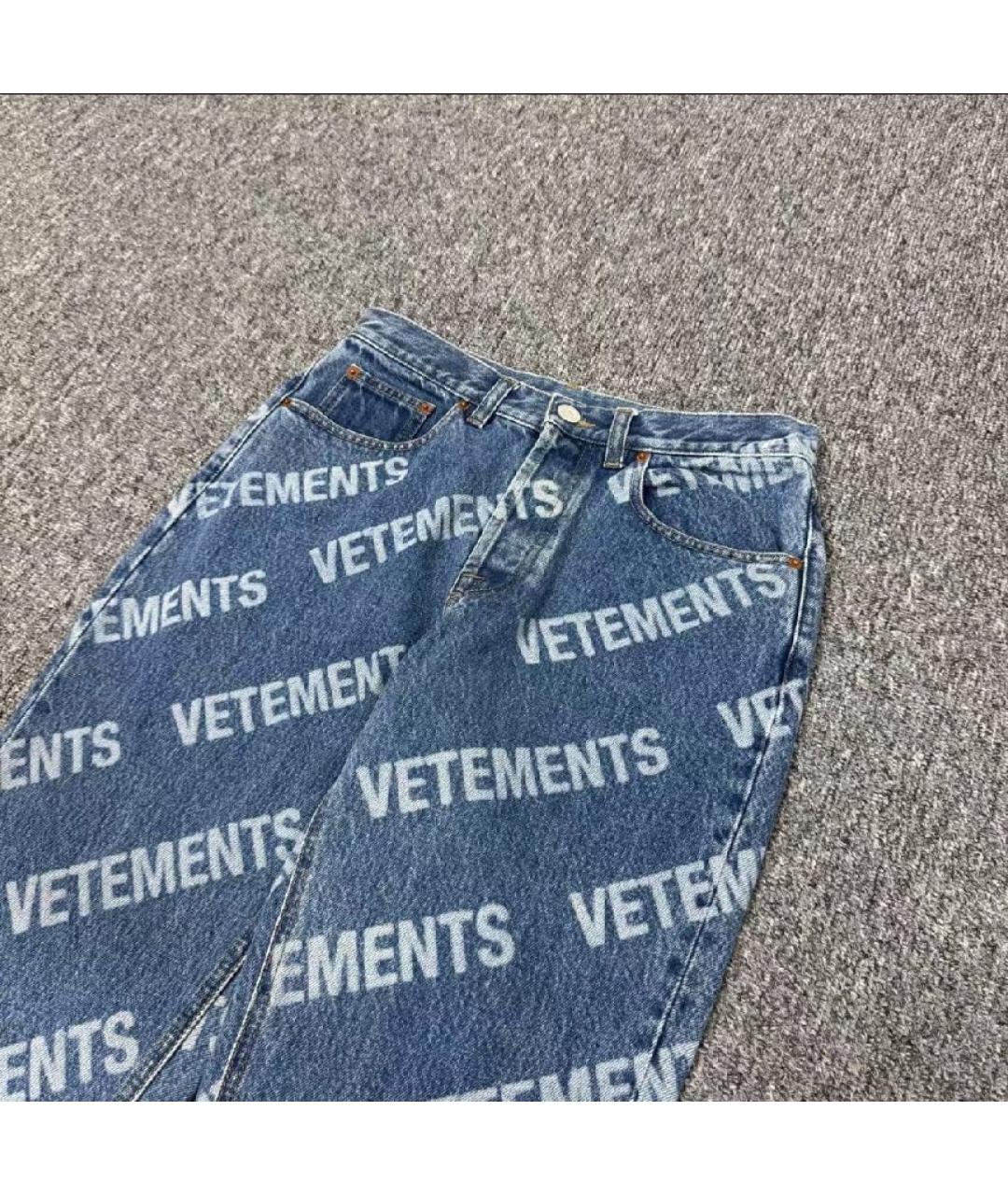 VETEMENTS Синие хлопковые прямые джинсы, фото 4