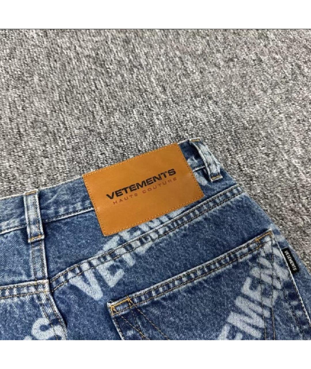 VETEMENTS Синие хлопковые прямые джинсы, фото 6