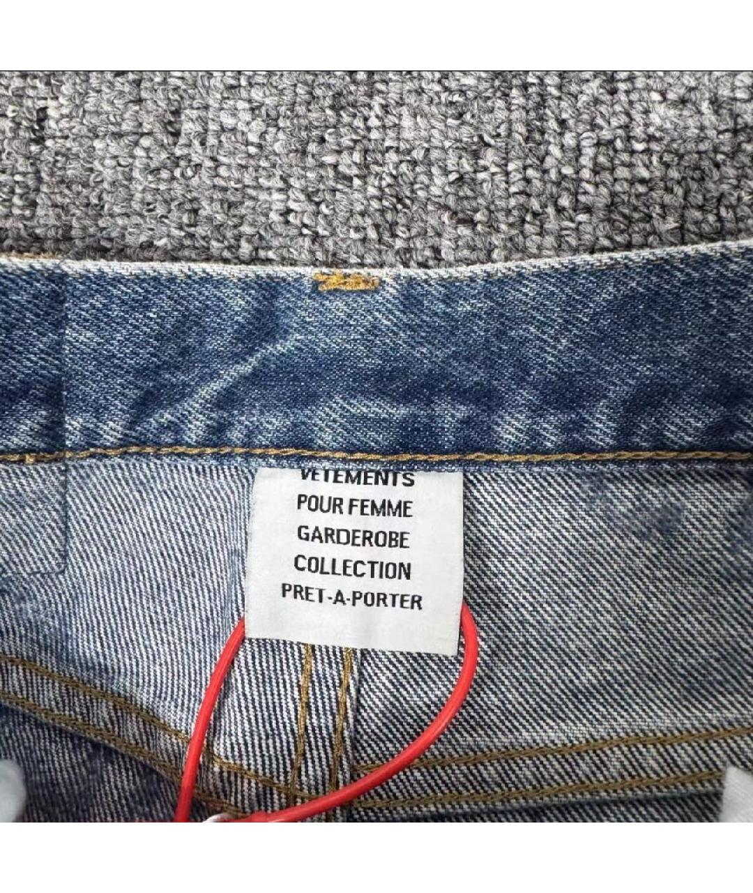VETEMENTS Синие хлопковые прямые джинсы, фото 3