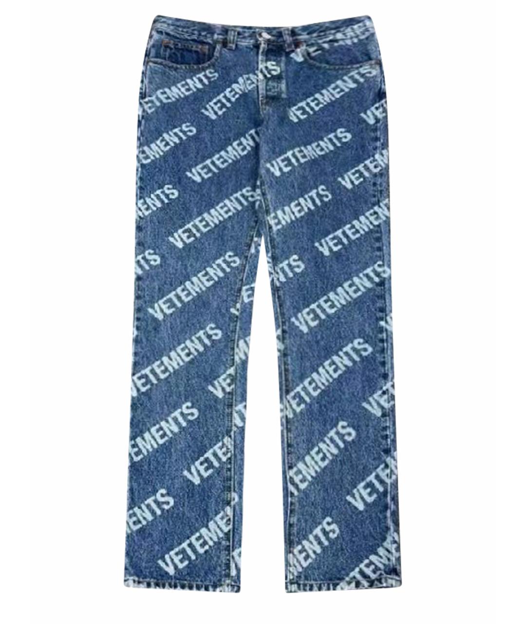VETEMENTS Синие хлопковые прямые джинсы, фото 1