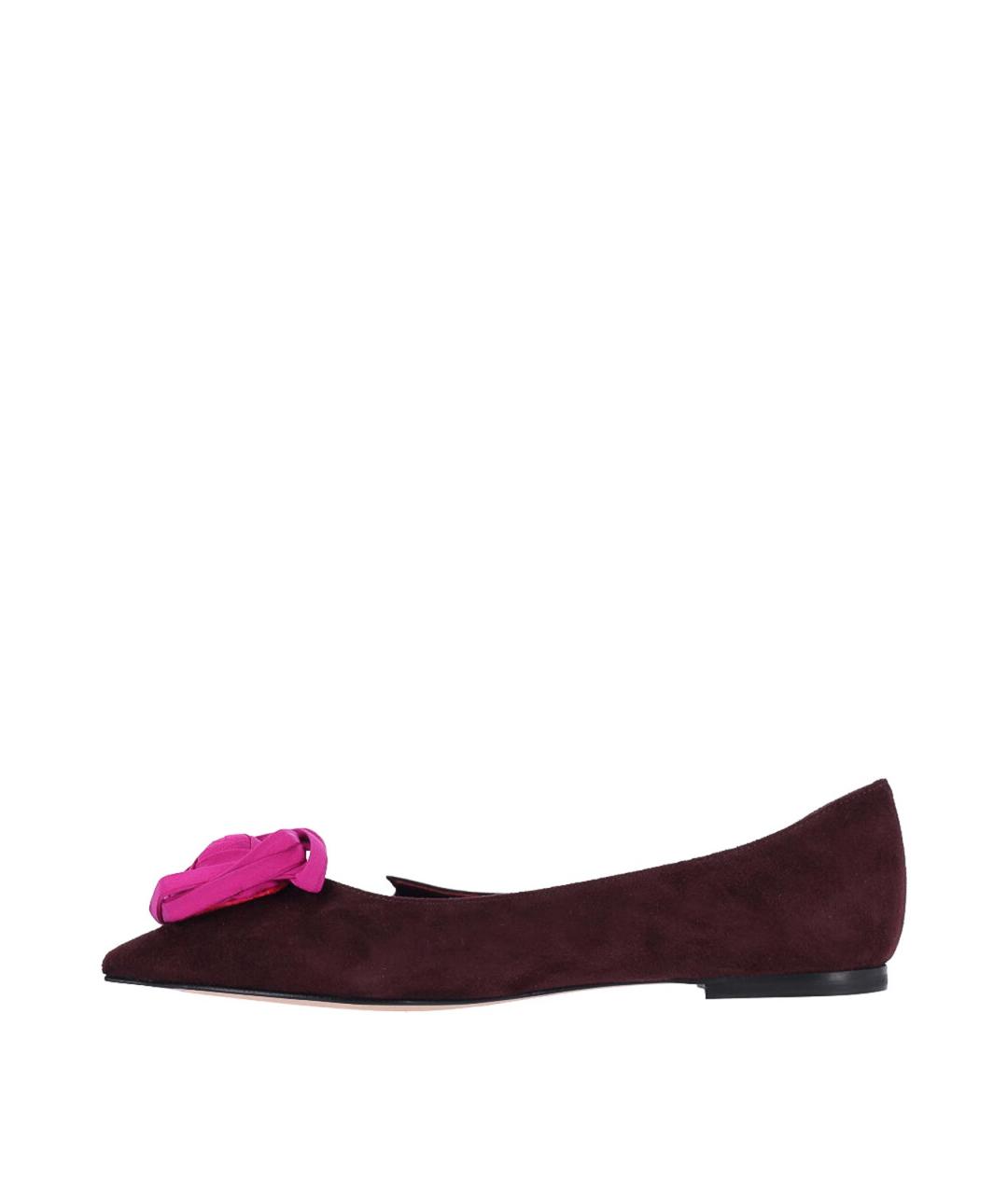 ROGER VIVIER Бордовые замшевые балетки, фото 3