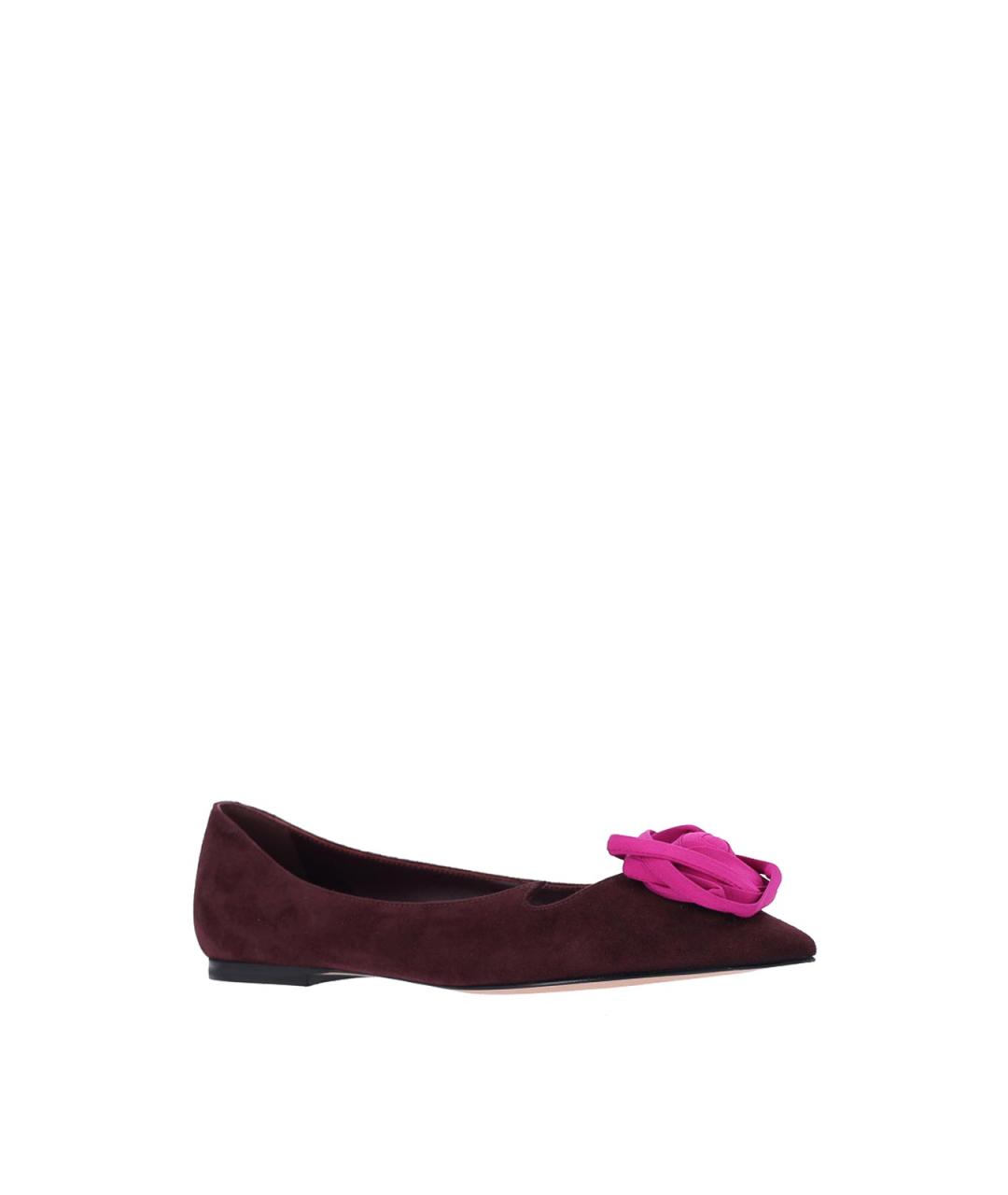 ROGER VIVIER Бордовые замшевые балетки, фото 2