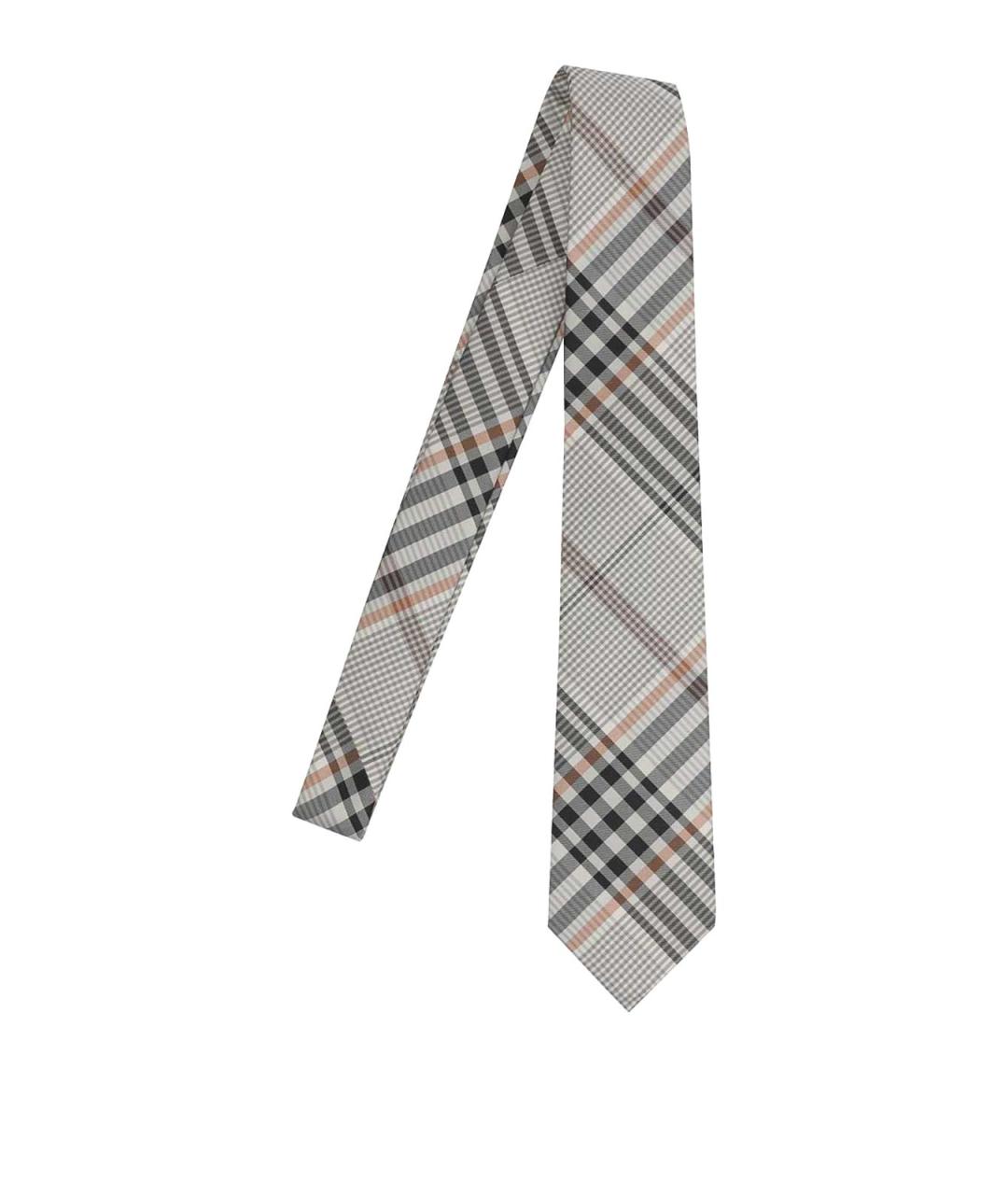 BURBERRY Серый шелковый галстук, фото 3