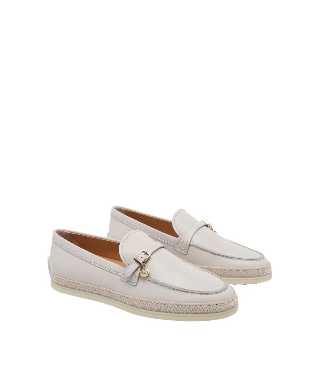 TOD'S Белые кожаные лоферы, фото 2