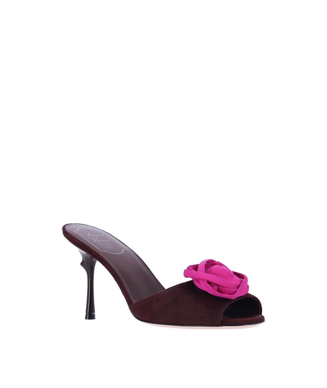 ROGER VIVIER Бордовые замшевые мюли, фото 2