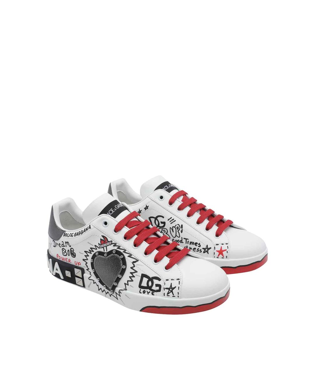 DOLCE&GABBANA Белые кожаные низкие кроссовки / кеды, фото 2