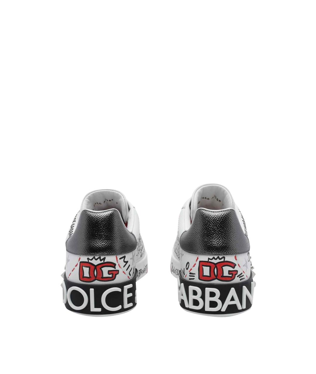 DOLCE&GABBANA Белые кожаные низкие кроссовки / кеды, фото 4