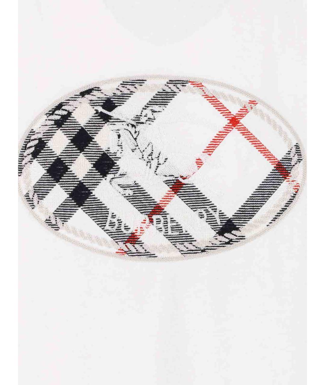 BURBERRY Белая хлопковая футболка, фото 3
