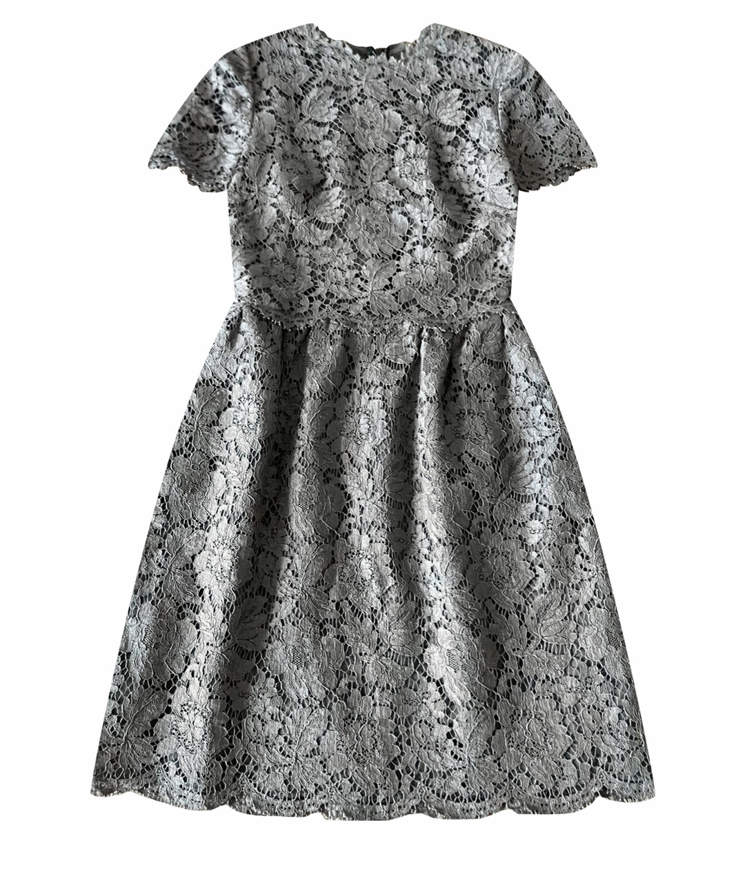 VALENTINO Голубое кружевное коктейльное платье, фото 1