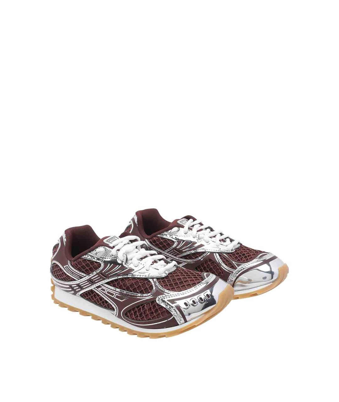 BOTTEGA VENETA Бордовые текстильные кроссовки, фото 2
