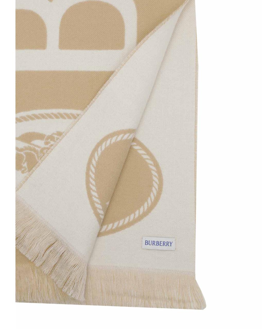 BURBERRY Бежевый шерстяной шарф, фото 2