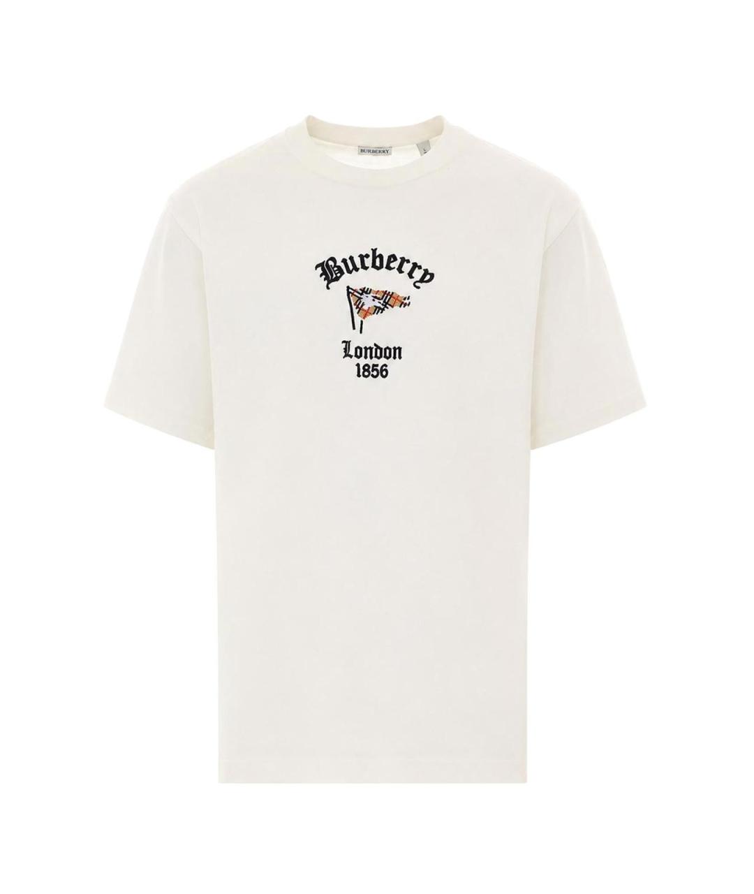 BURBERRY Белая хлопковая футболка, фото 1