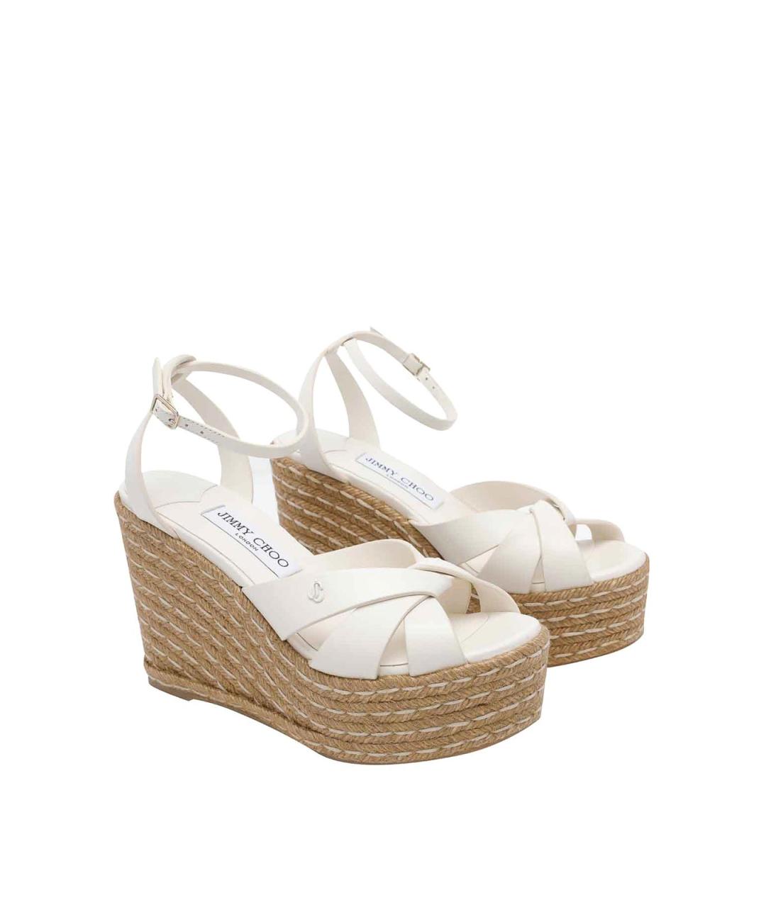 JIMMY CHOO Белые кожаные босоножки, фото 2