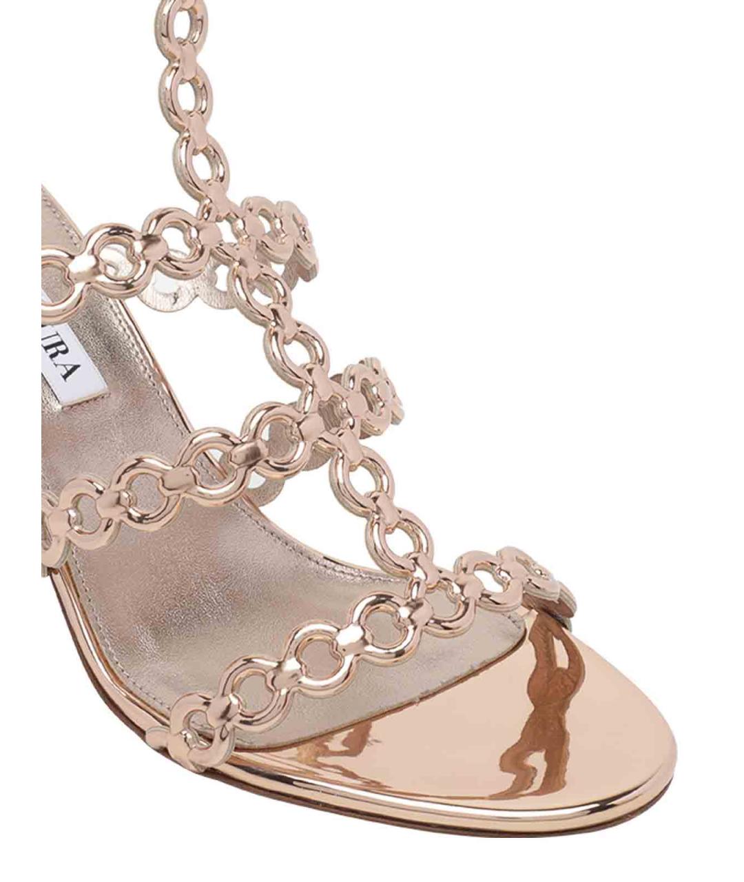 AQUAZZURA Розовые кожаные босоножки, фото 4