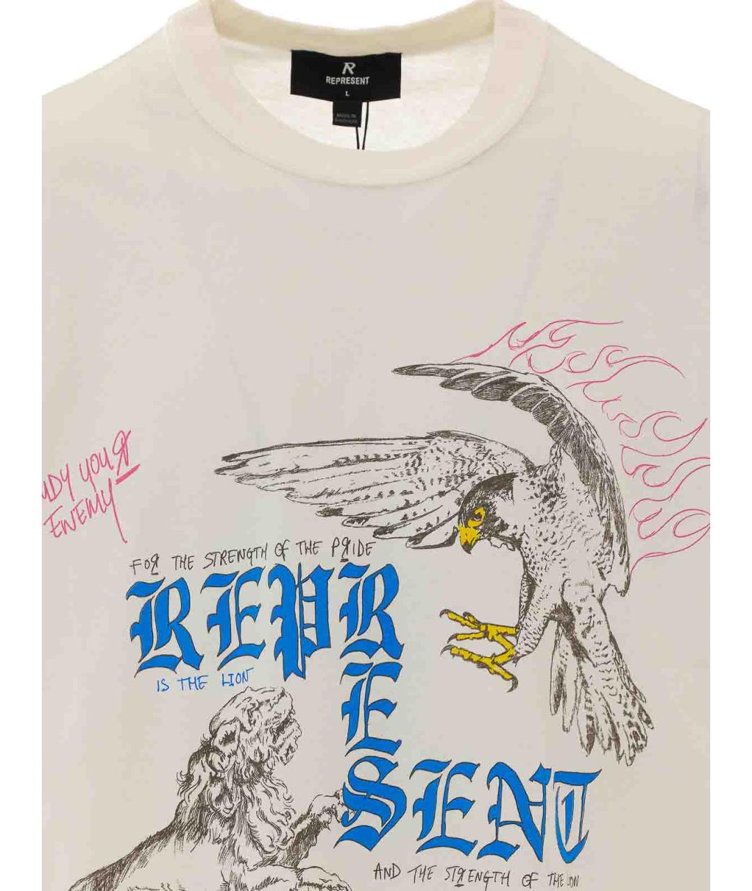 REPRESENT Белая хлопковая футболка, фото 4
