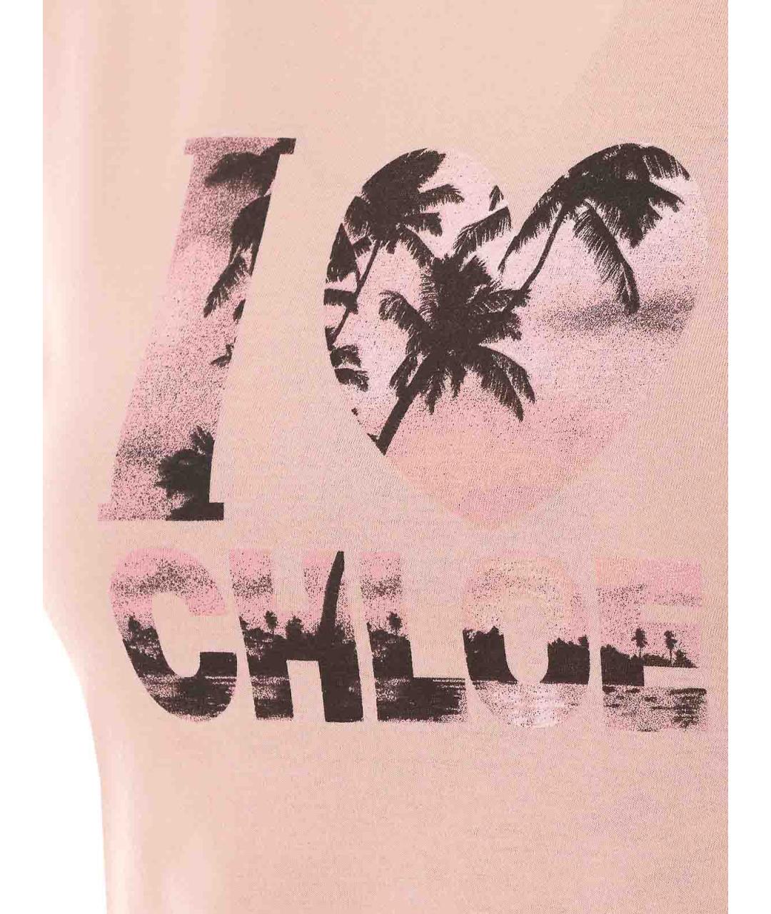 CHLOE Розовая хлопковая футболка, фото 3