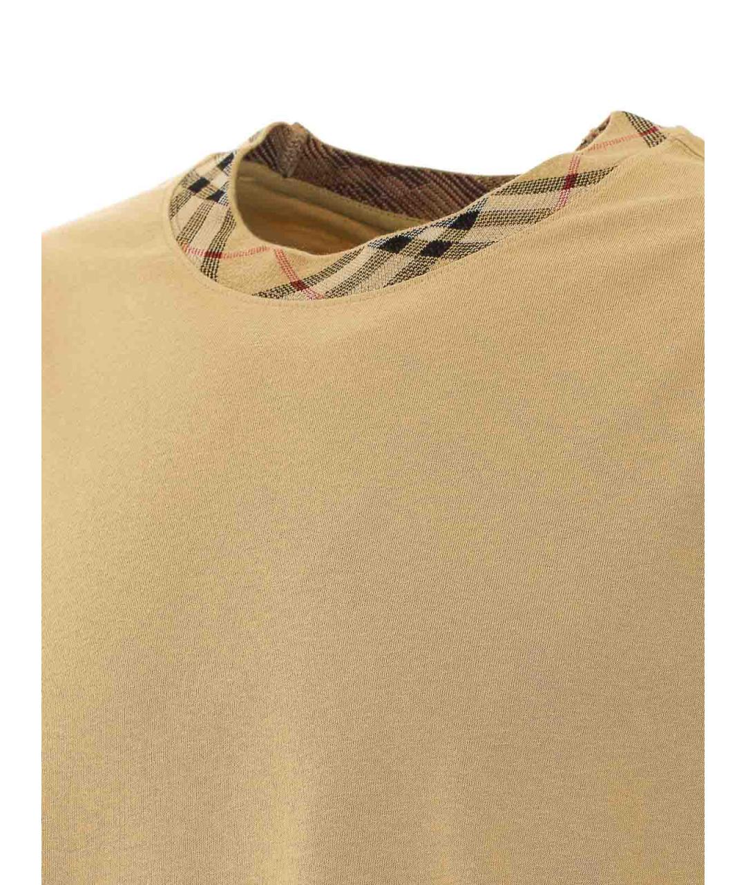 BURBERRY Бежевая хлопковая футболка, фото 3