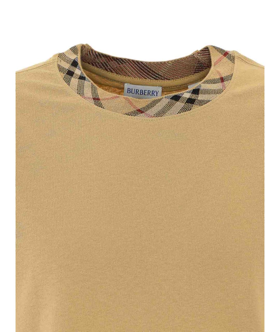 BURBERRY Бежевая хлопковая футболка, фото 4