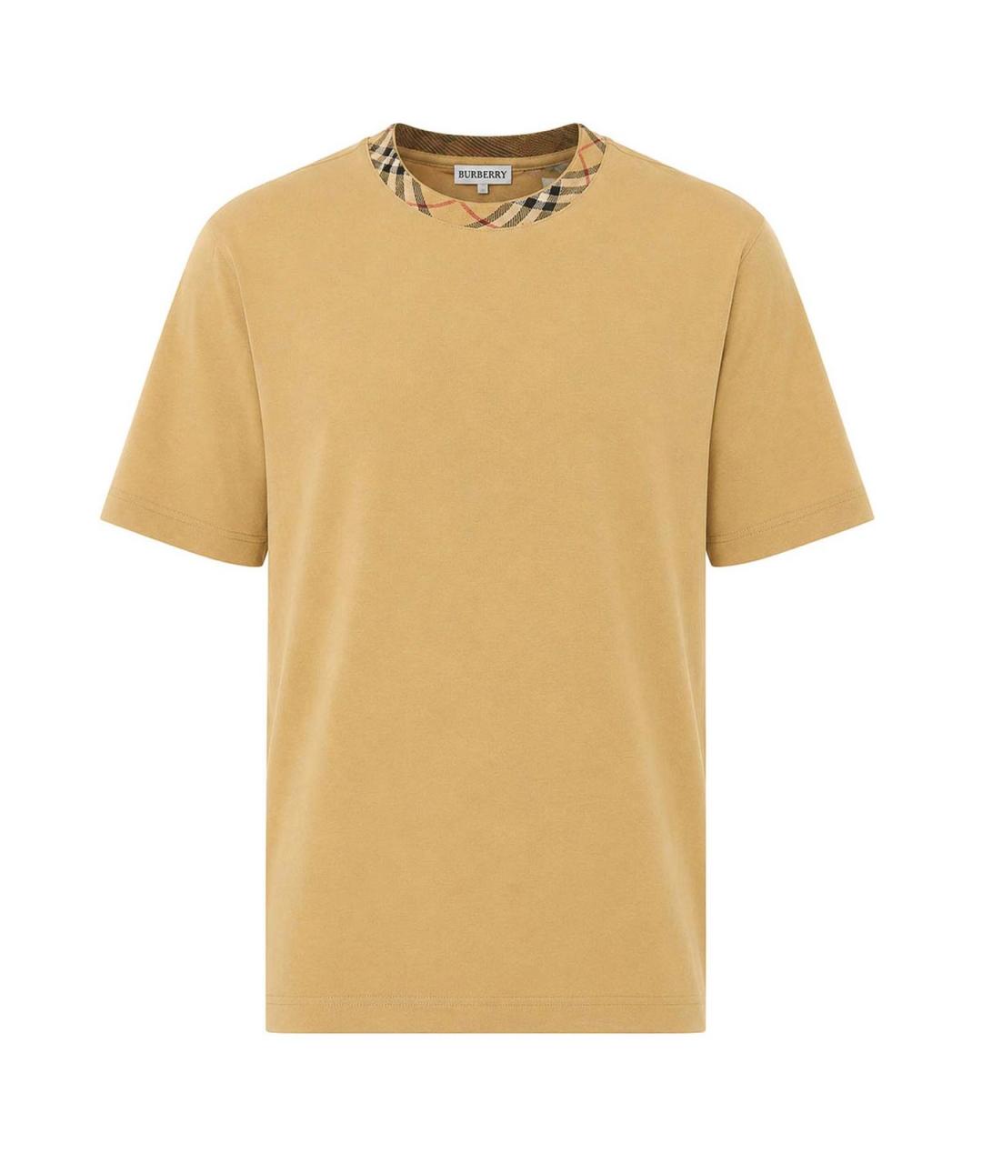 BURBERRY Бежевая хлопковая футболка, фото 1