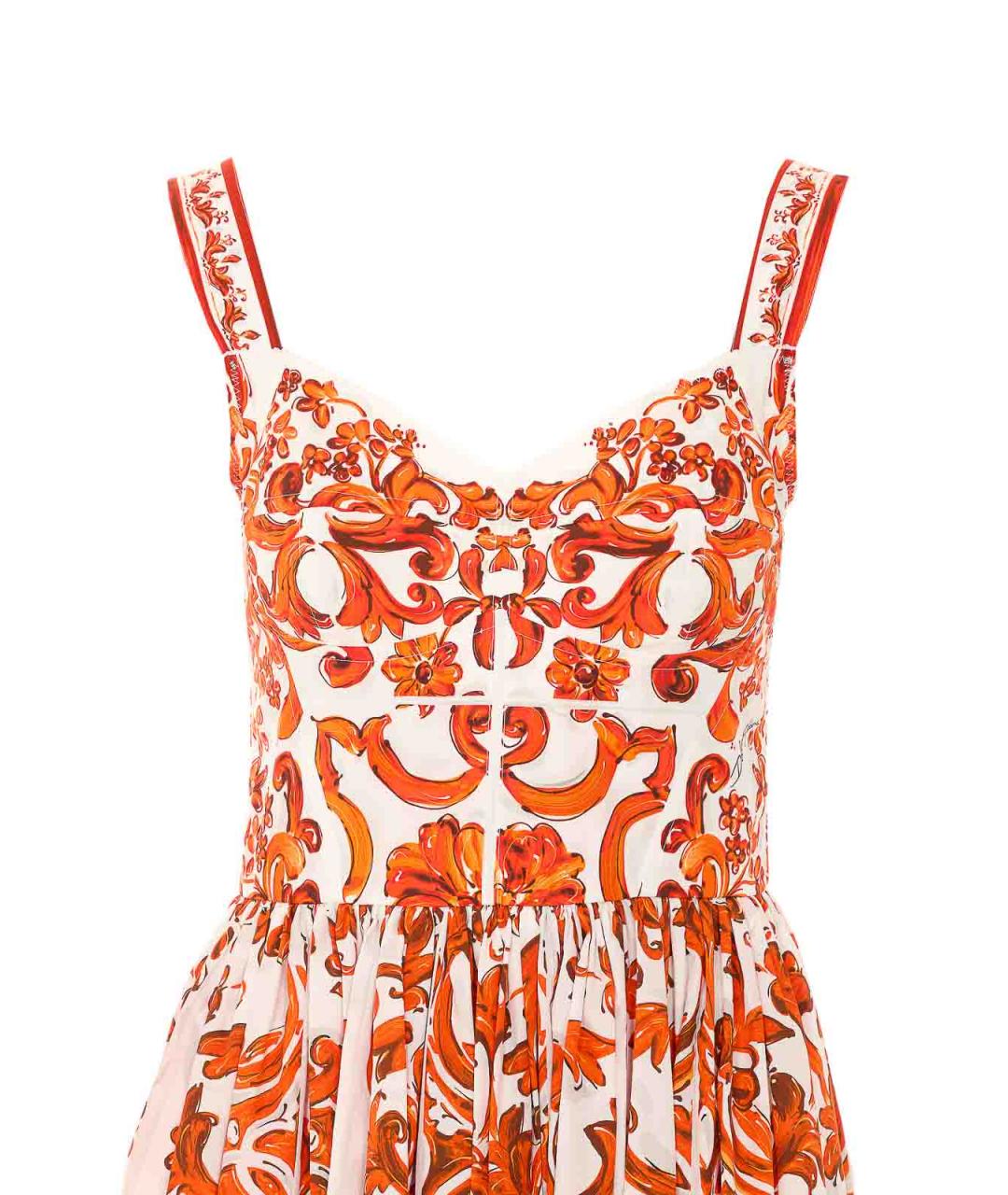 DOLCE&GABBANA Оранжевое хлопковое повседневное платье, фото 4