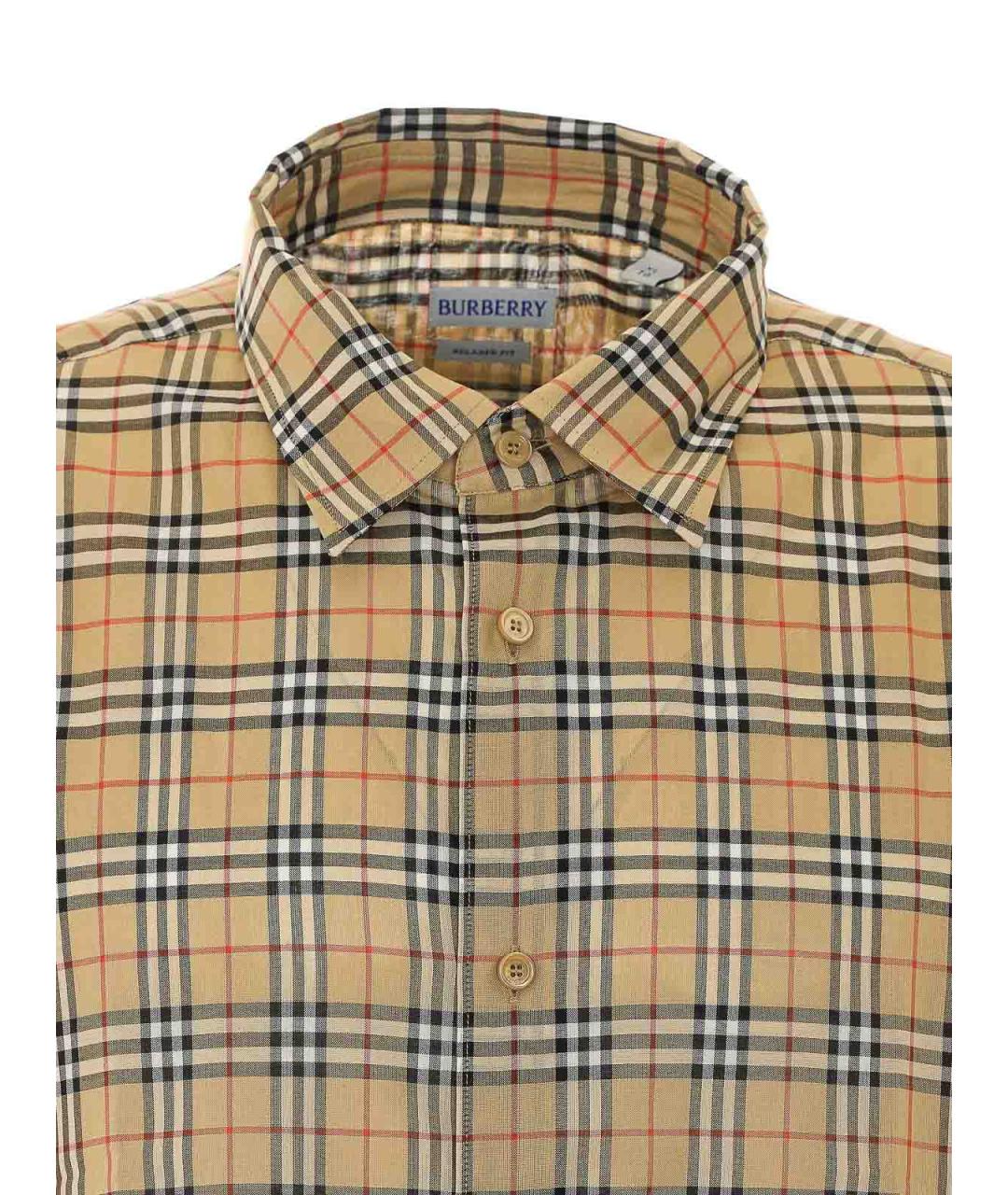 BURBERRY Бежевая хлопковая кэжуал рубашка, фото 4