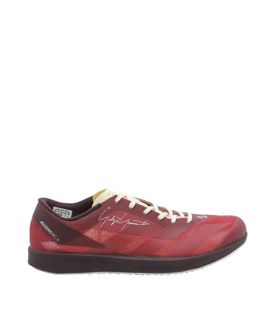 Y-3 Красные текстильные низкие кроссовки / кеды, фото 1