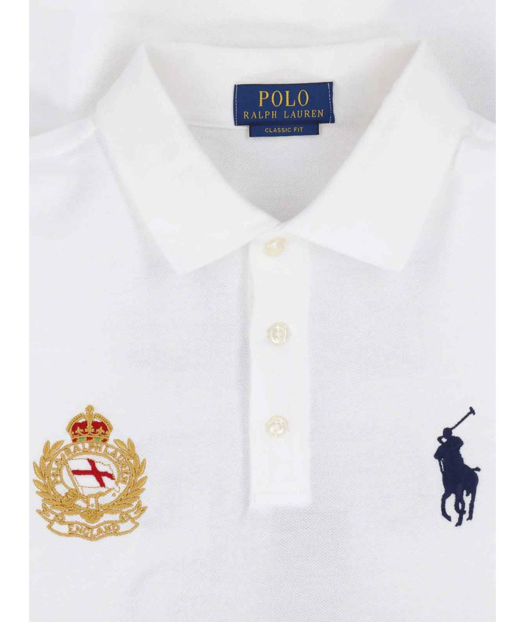 POLO RALPH LAUREN Белое хлопковое поло с коротким рукавом, фото 3
