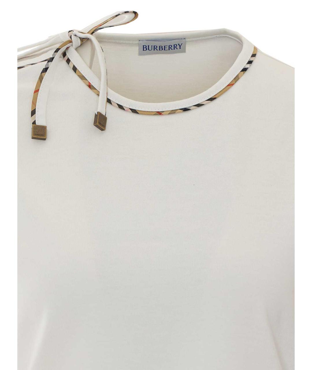 BURBERRY Белая хлопковая футболка, фото 4