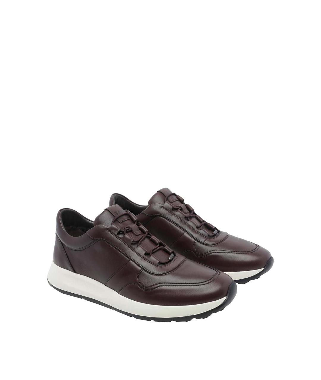 TOD'S Коричневые кожаные низкие кроссовки / кеды, фото 2