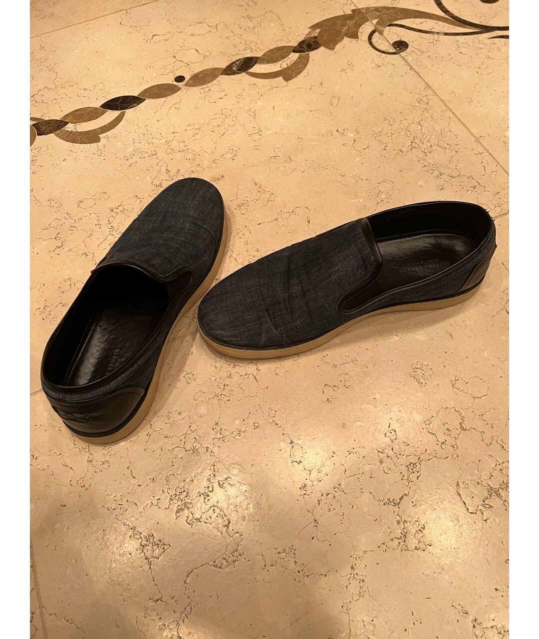 BOTTEGA VENETA Синие текстильные слипоны, фото 4