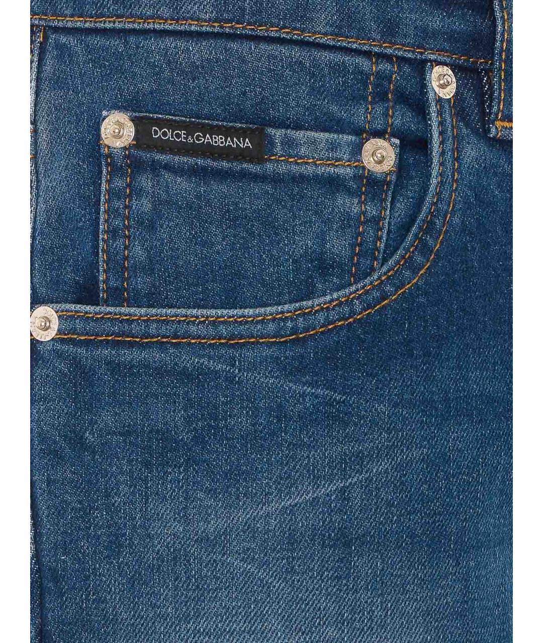 DOLCE&GABBANA Синие хлопковые прямые джинсы, фото 4