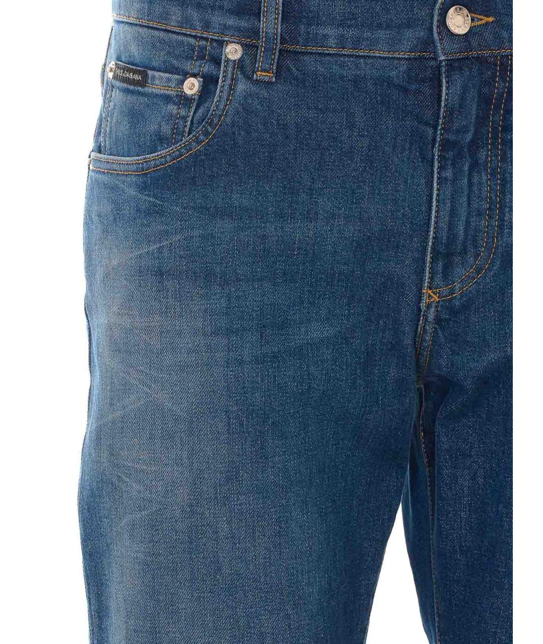DOLCE&GABBANA Синие хлопковые прямые джинсы, фото 5