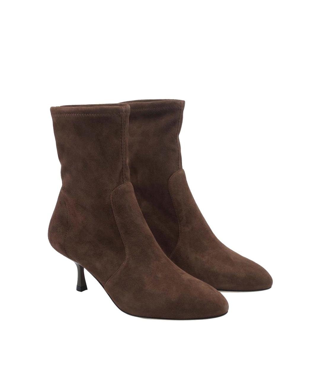 STUART WEITZMAN Коричневые замшевые ботильоны, фото 2