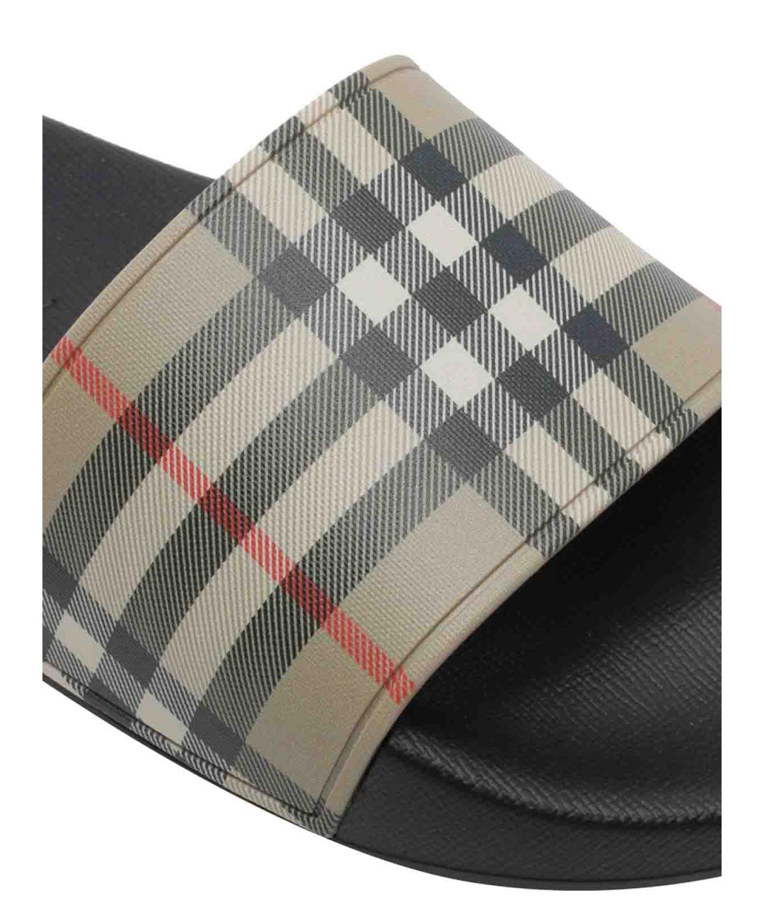 BURBERRY Бежевые резиновые шлепанцы, фото 4