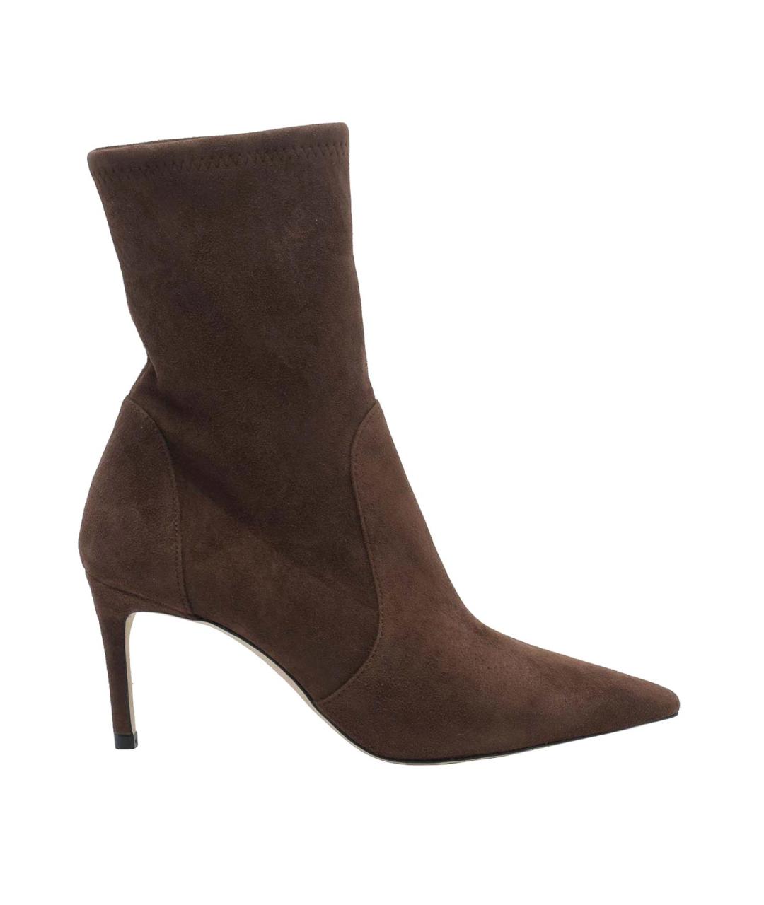 STUART WEITZMAN Коричневые замшевые ботильоны, фото 1