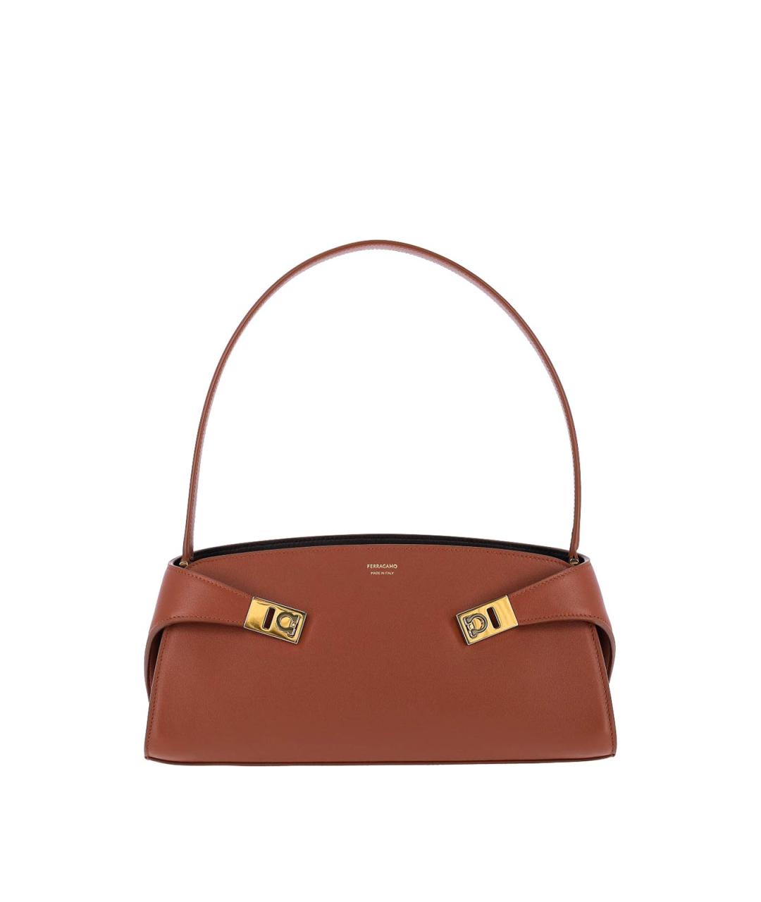 FERRAGAMO Коричневая кожаная сумка через плечо, фото 1
