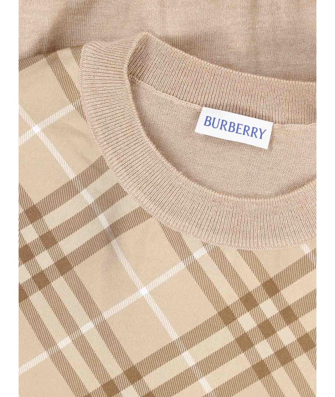 BURBERRY Бежевый шерстяной джемпер / свитер, фото 3
