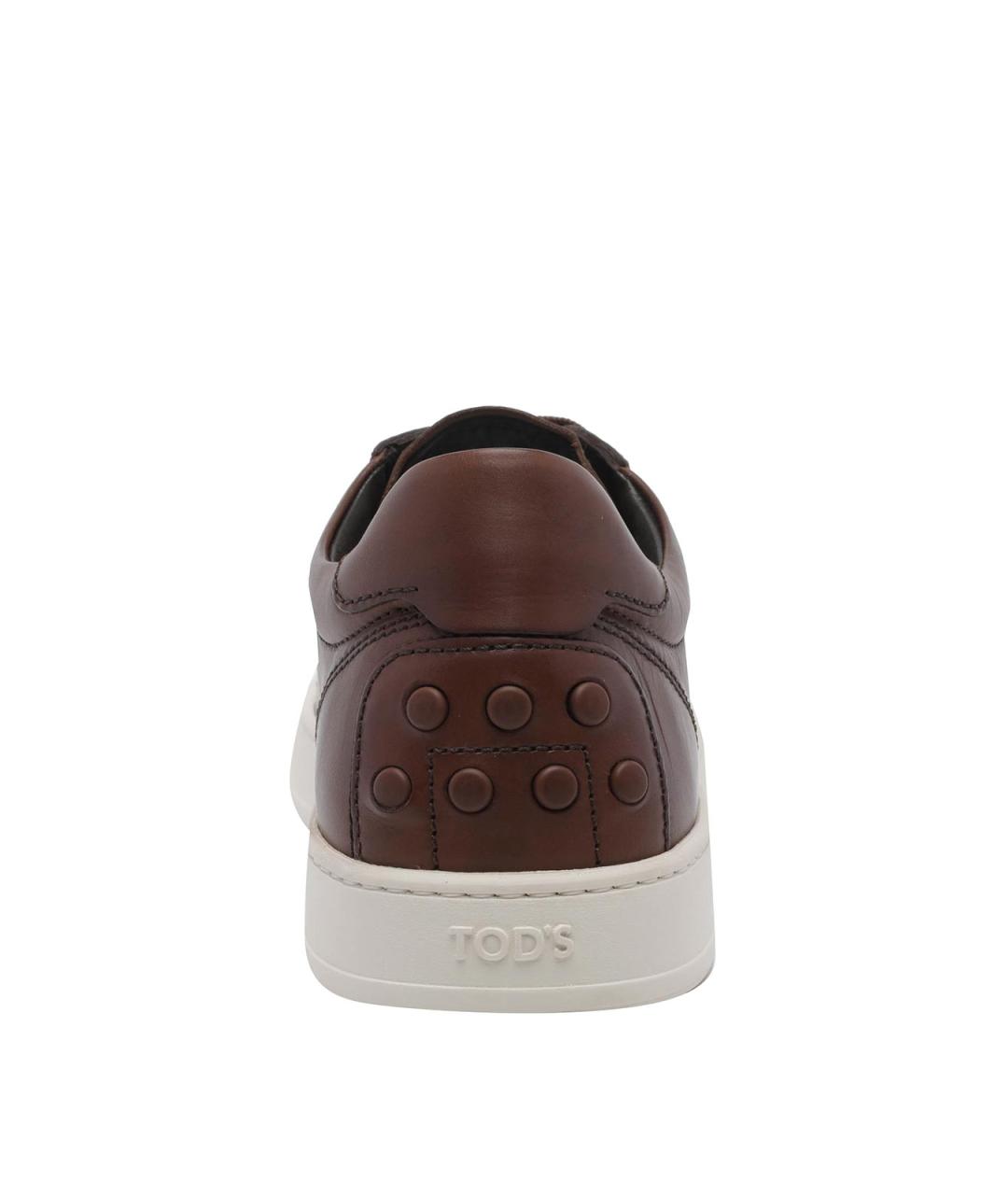 TOD'S Коричневые кожаные низкие кроссовки / кеды, фото 4